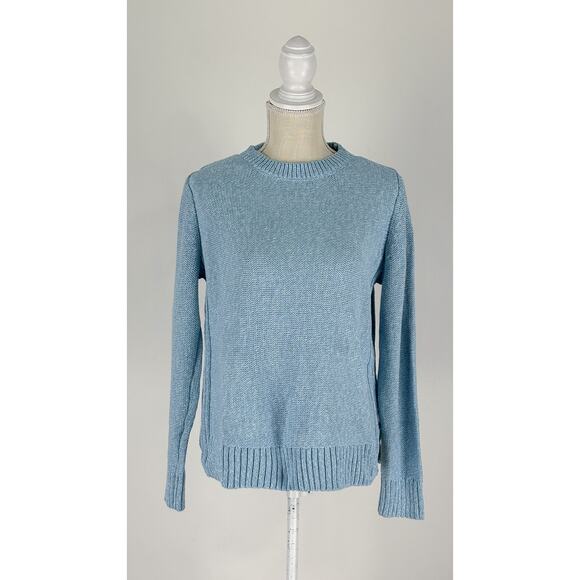 J Jill Crew Neck Knit Sweater Pullover Womens Size Small Mineral Blue White New - Picture 6 of 16